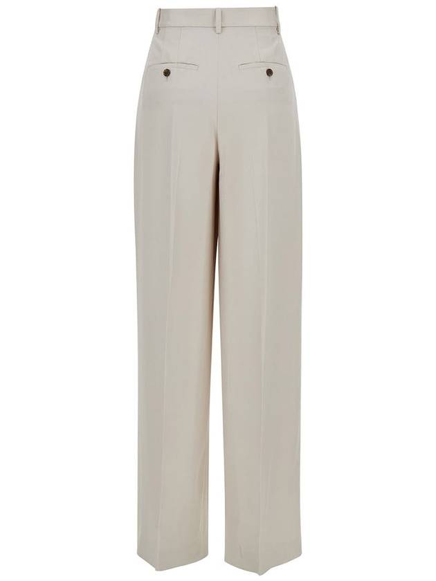 White Pants With Pinces Detail At The Front In Viscose Woman - THEORY - BALAAN 2