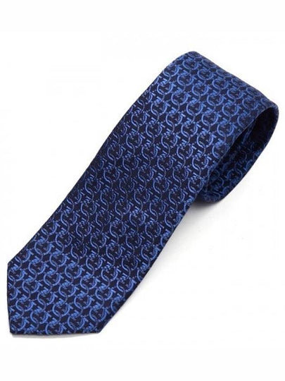 Gancini Silk Tie Blue - SALVATORE FERRAGAMO - BALAAN 2