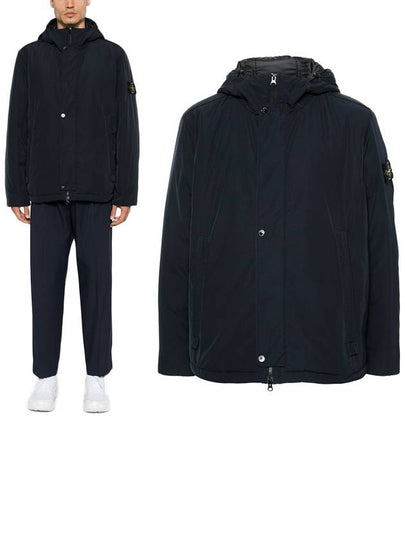 Techno Fabric Hooded Jacket Navy - STONE ISLAND - BALAAN 2