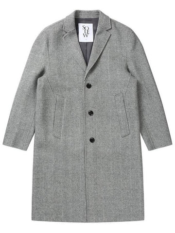 Men's Wool Cashmere Handmade Single Coat Gray SW21ICO02GE - SOLEW - BALAAN 1