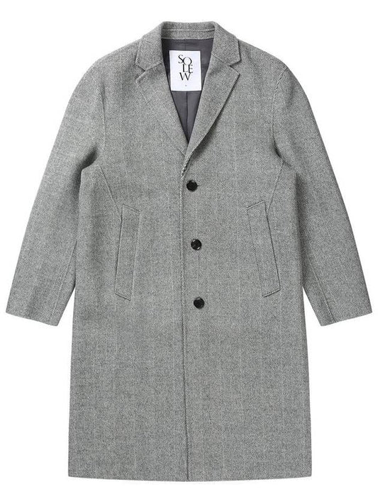 Men's Wool Cashmere Handmade Single Coat Gray SW21ICO02GE - SOLEW - BALAAN 2