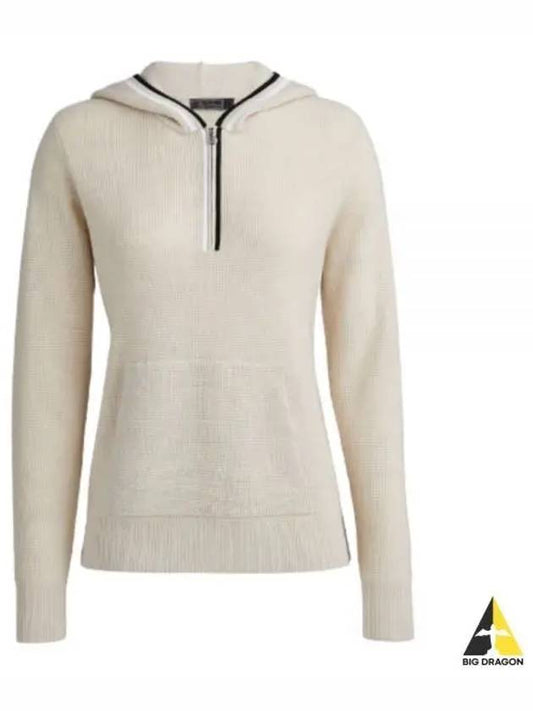 Women's Waffle Stitch Merino Wool Hoodie Quarter Zipper Sweater - G/FORE - BALAAN 2