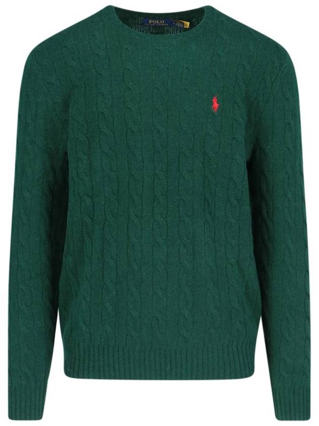 Embroidered Logo Cable Knit Top Green - POLO RALPH LAUREN - BALAAN 2