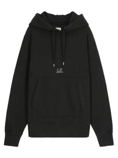 Logo Hooded Black Sweatshirt - CP COMPANY - BALAAN 1