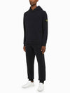 Snap Brushed Cotton Fleece Hoodie Navy - STONE ISLAND - BALAAN 3