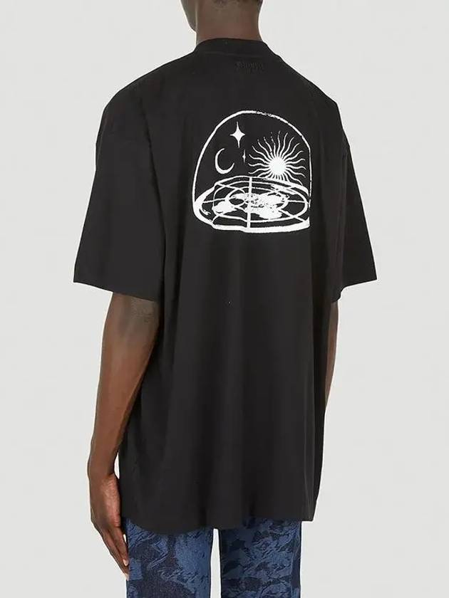 Flat Earth Flat Earth Print Cotton TShirt Black - VETEMENTS - BALAAN 3