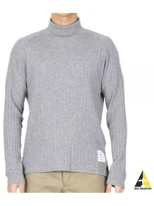 Raglan Roll Neck Virgin Wool Turtleneck Grey - THOM BROWNE - BALAAN 2