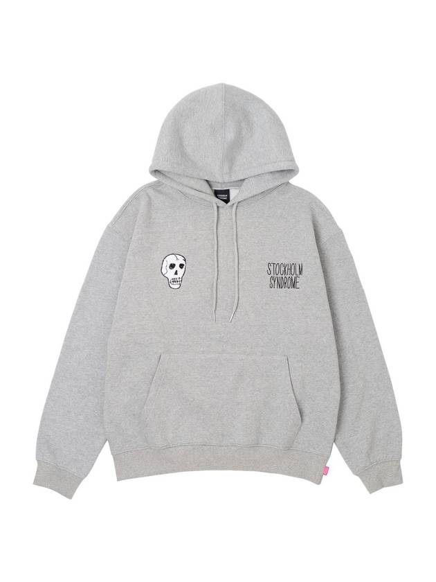 Men's Skull Embroidery Hoodie Grey - STOCKHOLM SYNDROME - BALAAN 1