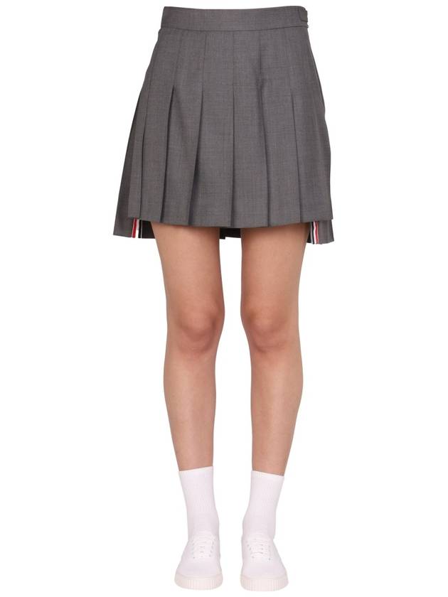 RMB Wool Mini Pleated Skirt Grey - THOM BROWNE - BALAAN 2