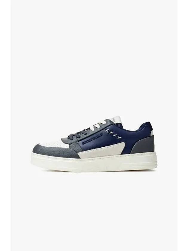 Men s Side Stitching Leather Sneakers Dark Blue - EMPORIO ARMANI - BALAAN 1