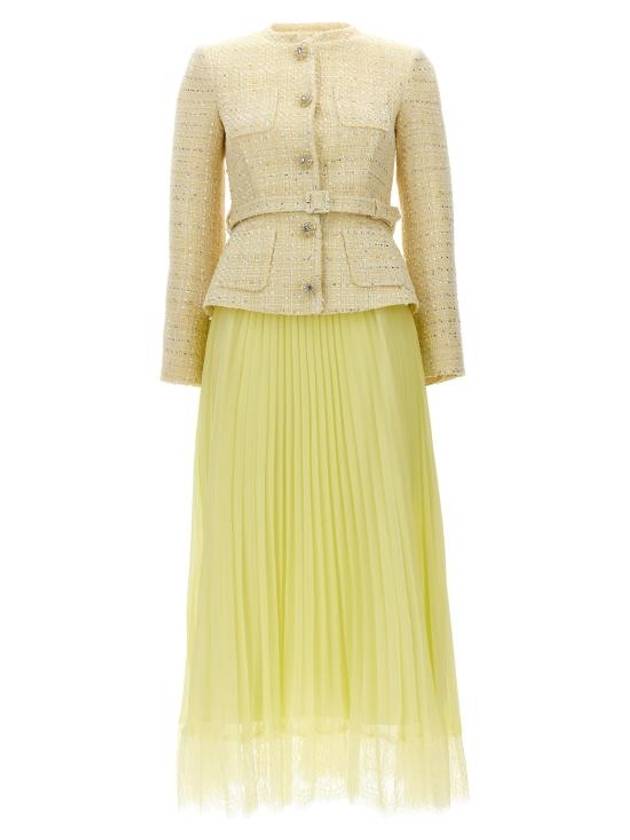 Boucle Midi Dress Yellow - SELF PORTRAIT - BALAAN 1