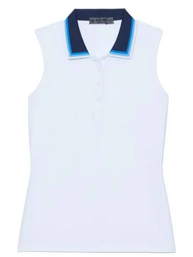 Women's Gradient Collar Silky Tech Nylon Sleeveless Polo Shirt Snow - G/FORE - BALAAN 2