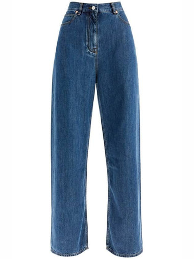 baggy cotton and lyocell jeans - VALENTINO - BALAAN 1