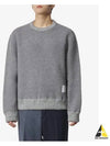 Logo Patch Striped Wool Fleece Crewneck Knit Top Grey - THOM BROWNE - BALAAN 2