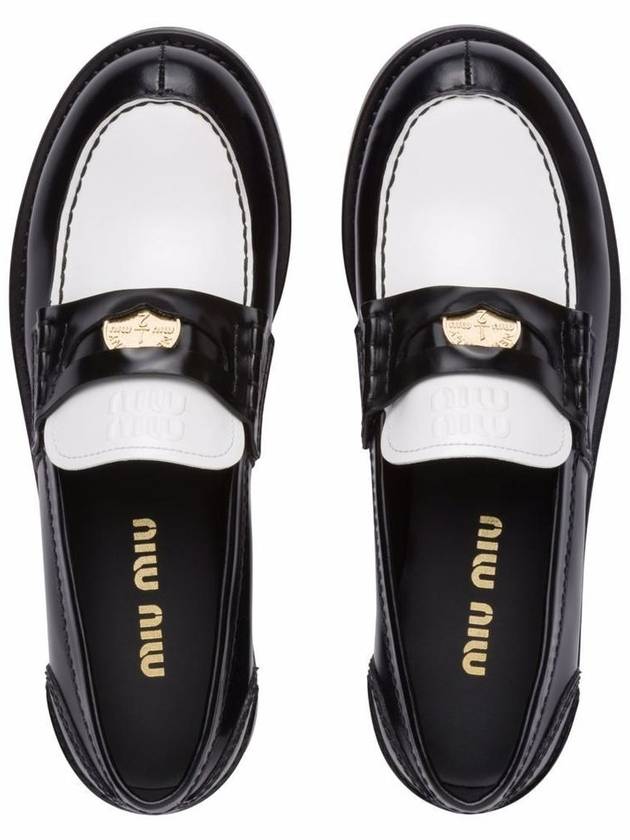 Leather Penny Loafers White Black - MIU MIU - BALAAN 5