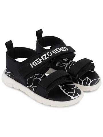 Kids Women Logo Velcro Sandals Black K59032 09B - KENZO - BALAAN 1