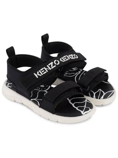 Kids Logo Velcro Sandals Black K59032 09B - KENZO - BALAAN 1