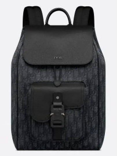 Saddle Oblique Jacquard Grained Calfskin Backpack Black - DIOR - BALAAN 2