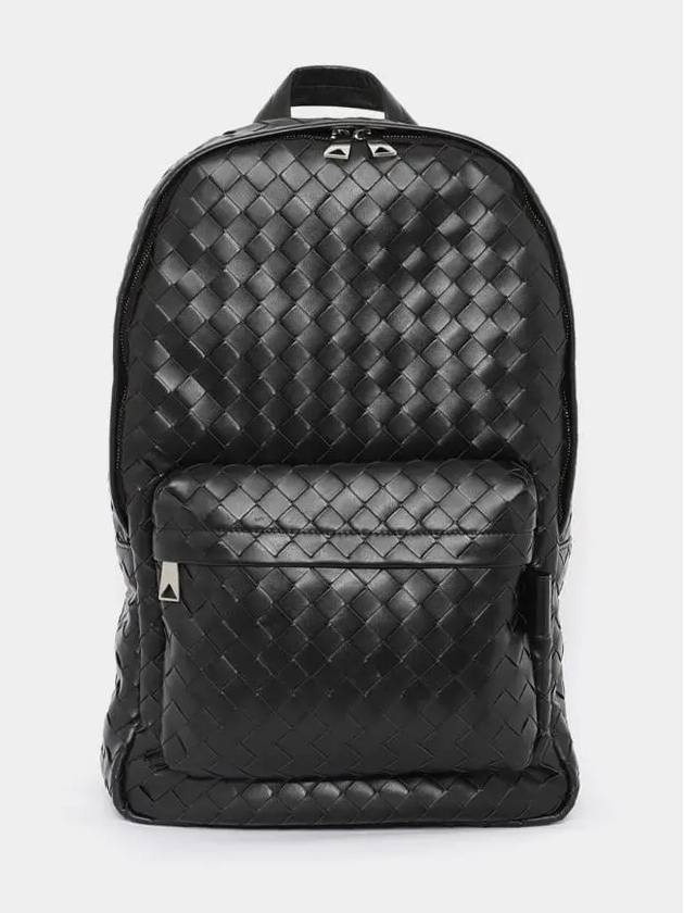 Intrecciato Medium Calfskin Backpack Black - BOTTEGA VENETA - BALAAN 3