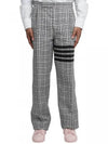 4 Bar Tartan Check Linen Slacks Grey - THOM BROWNE - BALAAN 3