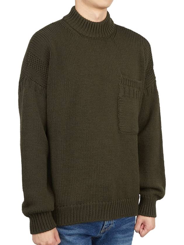 Men's Mock Neck Wool Knit Top Khaki - TEN C - BALAAN 4