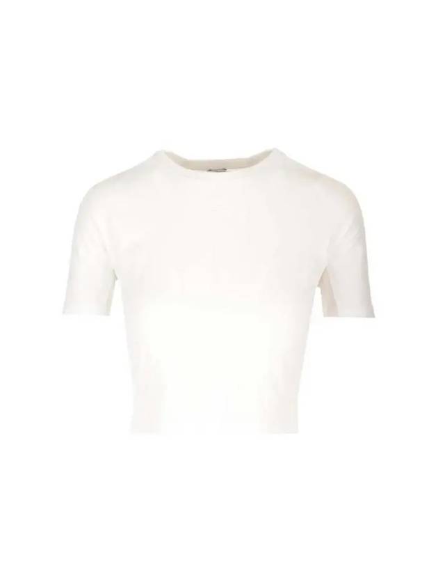 Cotton Cropped Short Sleeve T-Shirt White - LOEWE - BALAAN 2