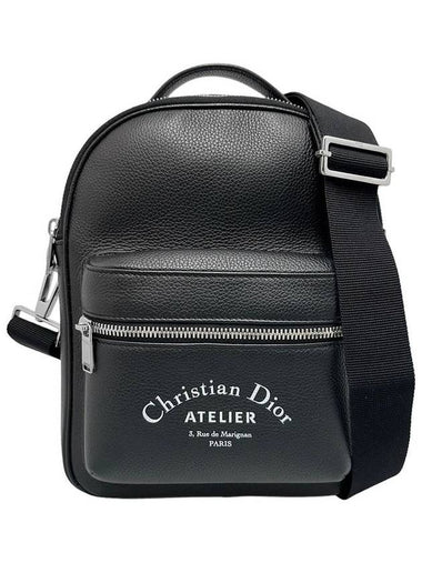 Women s 1ATPO077XXX Black Leather Atelier Printed Grain Logo Tote Bag Crossbody - DIOR - BALAAN 1