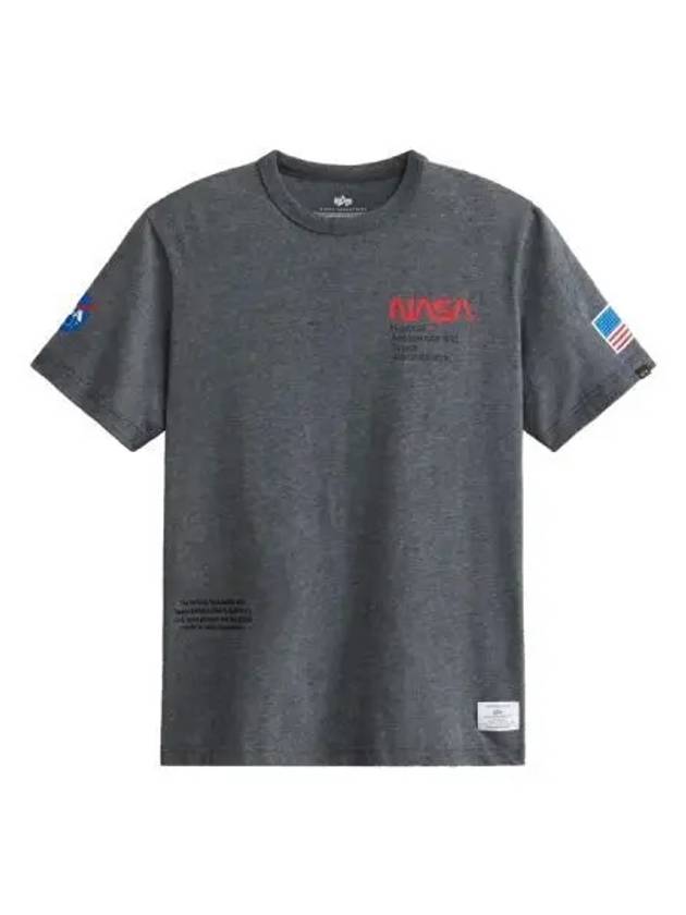 NASA Worm Logo Zen II Short Sleeve T Shirt Dark Charcoal Heather - ALPHA INDUSTRIES - BALAAN 1