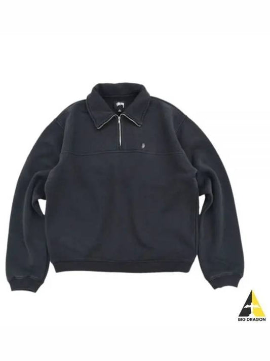 118539 BLACK half zip up mock neck sweatshirt - STUSSY - BALAAN 1