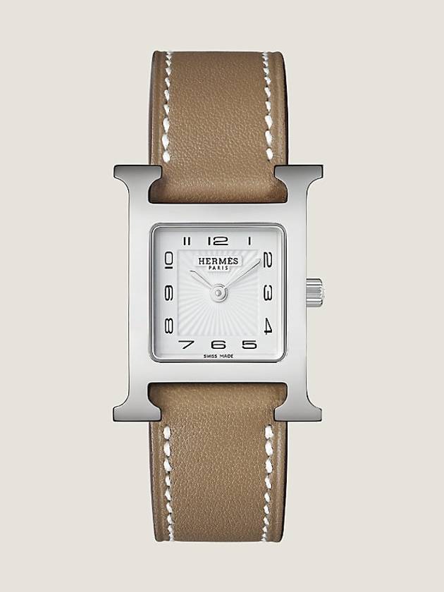 H Heure 25MM Leather Watch Etoupe - HERMES - BALAAN 2