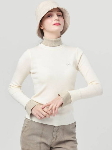 Doyou Know MC Women s Double sided Tissue Color Ivory Turtleneck DO62242KT18 - DOYOUKNOWMC GOLF WEAR - BALAAN 1