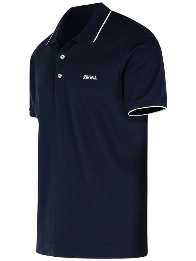 Zegna Polo Shirt In Blue Cotton - ERMENEGILDO ZEGNA - BALAAN 2