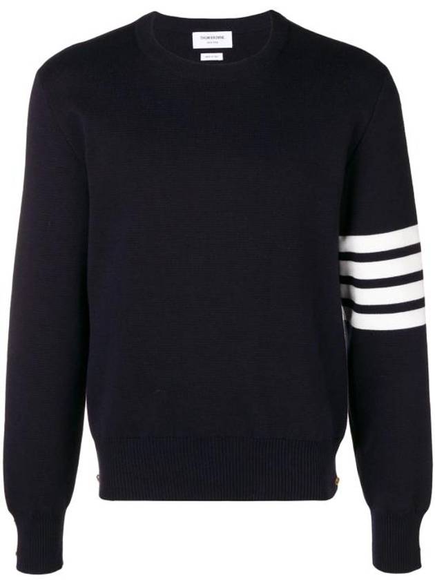 4 Bar Armband Milano Stitch Knit Top Navy - THOM BROWNE - BALAAN 2