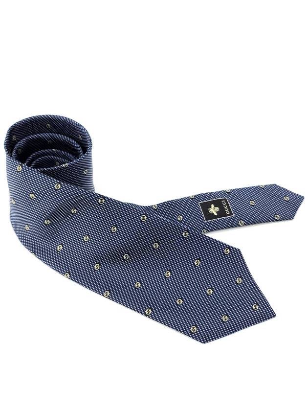 GG Dot Pattern Silk Tie Navy - GUCCI - BALAAN 5