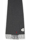 Small Heart Logo Wool Scarf Dark Grey - AMI - BALAAN 3