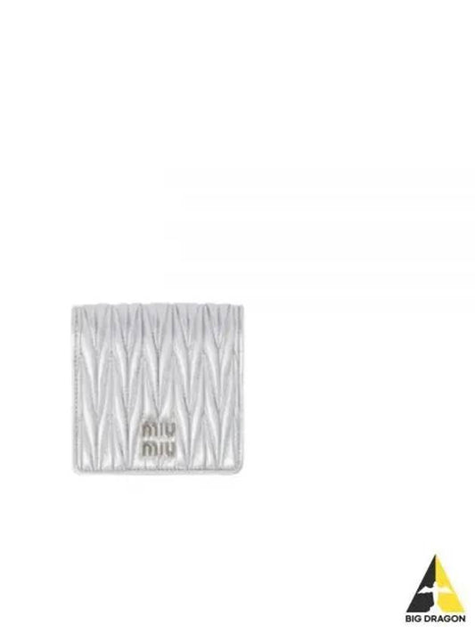 Matelasse Leather Half Wallet Silver - MIU MIU - BALAAN 2