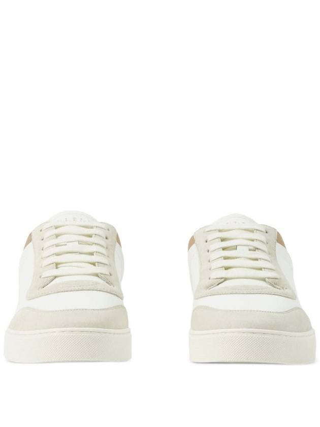 Check Leather Suede Sneakers Natural White Archive Beige - BURBERRY - BALAAN 3