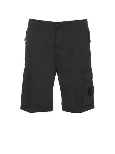 Logo Cotton Slim Cargo Shorts Black - STONE ISLAND - BALAAN 2