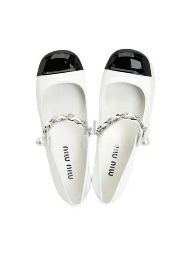 Patent Leather Ballerina Black White - MIU MIU - BALAAN 2