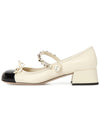 Mary Jane Chain Two Tone Pumps Ivory - MIU MIU - BALAAN.