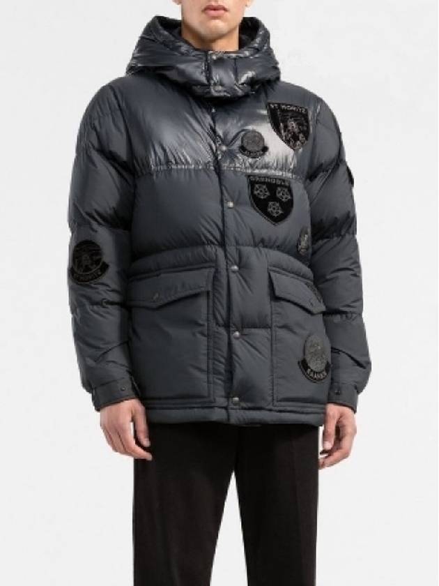 Men's Hyoseris Logo Patch Down Padding Black - MONCLER - BALAAN 5