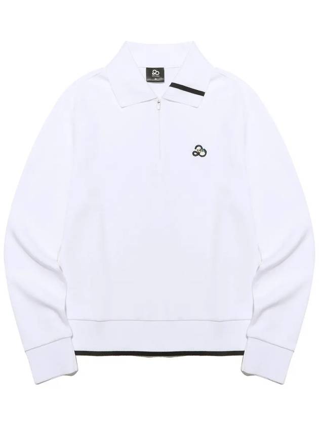 YOKO Collar Neck Half Zip Up Long Sleeve Sweatshirt WHITE - 20THHOLE - BALAAN 2