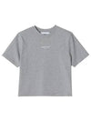 Paris Embroidered Logo Boxy Short Sleeve T-Shirt Grey Melange - MAISON KITSUNE - BALAAN 3