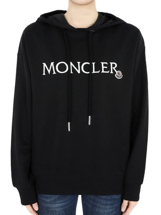 Moncler Women s Embroidered Logo Hooded Sweatshirt Black 8G00016 89A1K 999 - MONCLER - BALAAN 2