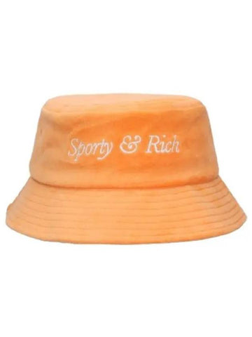 Italic Logo Embroidered Velor Bucket Hat Peach - SPORTY & RICH - BALAAN 1