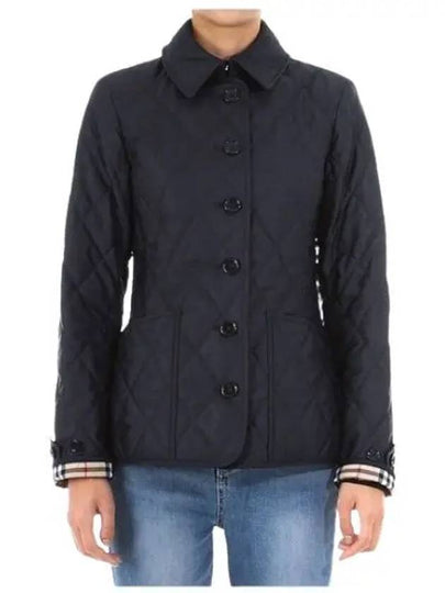 Women's Diamond Quilted Thermoregulated Check Jacket Midnight - BURBERRY - BALAAN 2