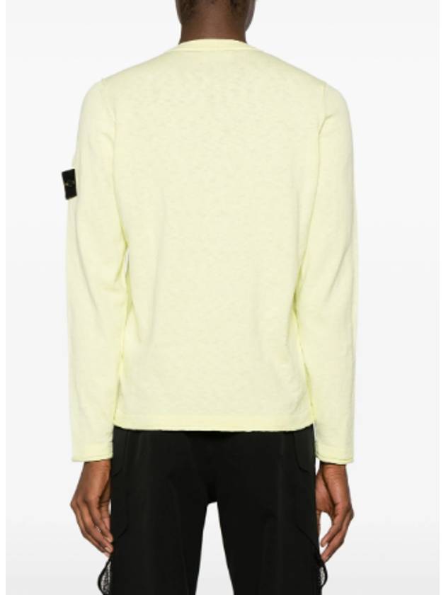 Compass Badge Ribbed Cotton Knit Top Lemon - STONE ISLAND - BALAAN 4