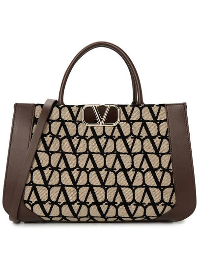 Medium V Logo Signature Iconographe Hand Tote Bag Beige - VALENTINO - BALAAN 2