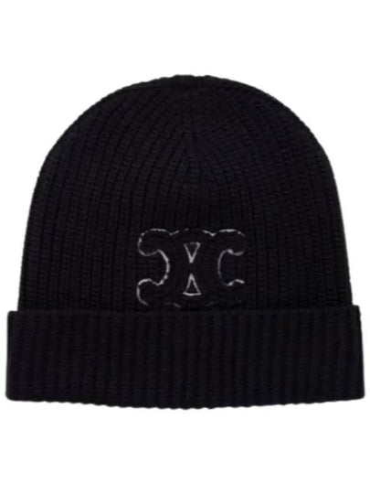 Triomphe Logo Beanie Black - CELINE - BALAAN 2