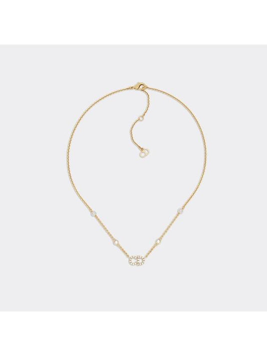 Clair D Lune Necklace Gold Finish Metal White Resin Pearls White Crystals - DIOR - BALAAN 2